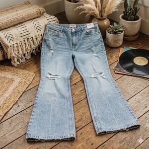 Wrangler High Rise Bold Boot Jeans Women 16 Blue Distressed Denim New